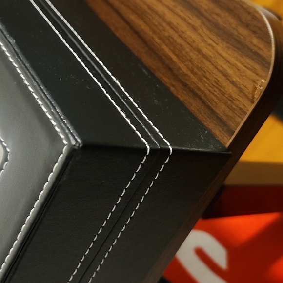 Black Leather Jewelry Organizer with Glass Lid - Picture 6 of 8